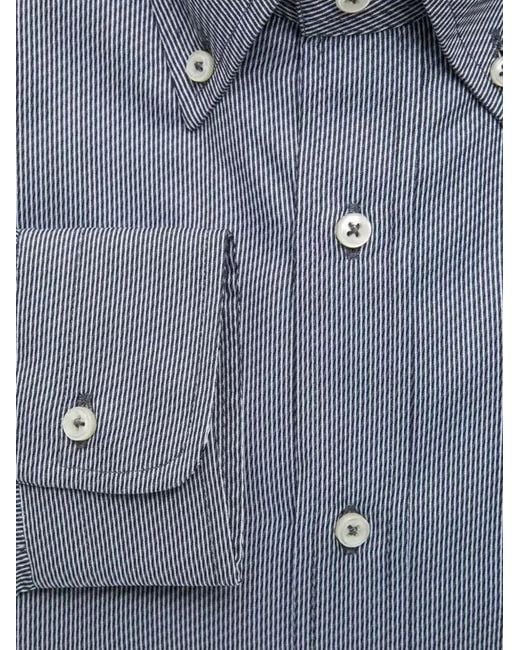 Robert Friedman Blue Striped Button-Down Collar Shirt for men