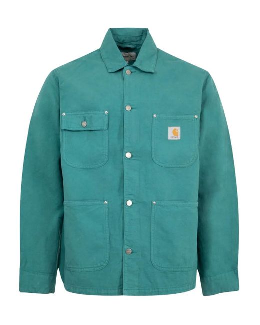 Carhartt Green Button-Fastening Patch-Pocket Shirt Jacket for men