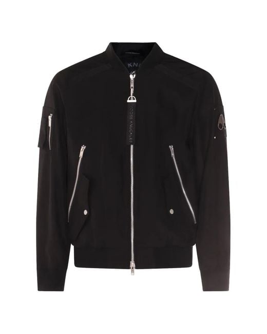 Moose Knuckles Black Logo-Plaque Bomber Jacket for men