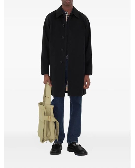 Burberry Black Mid-Length Camden Heritage Car Coat for men