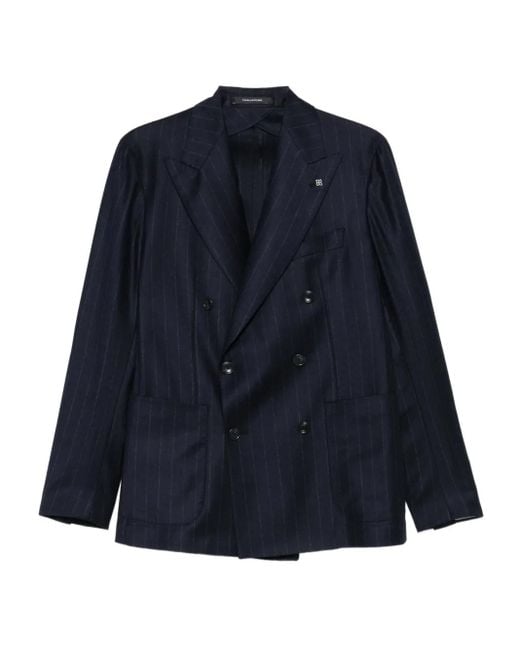 Blazer a rayas diplomáticas y doble botonadura Tagliatore de hombre de color Blue