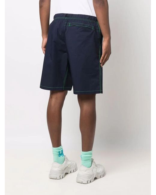 MSGM Blue Logo-Embroidered Track Shorts for men