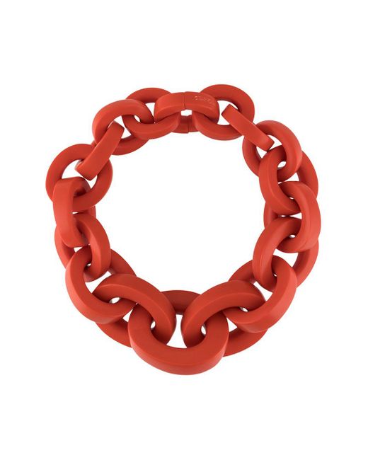 Monies Red Oversized Cable Chain Necklace