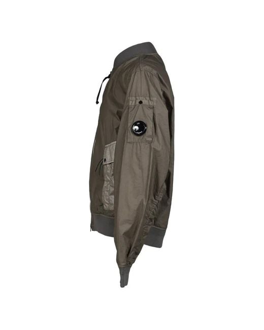 C P Company Brown Bi-Tm Mixed Lens Bomber Jacket for men