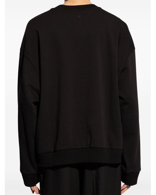 Emporio Armani Black Appliqué-detail Cotton Sweatshirt for men