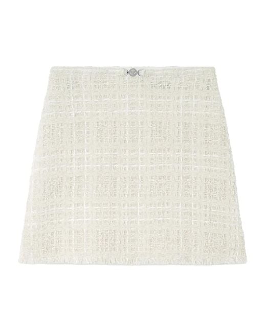 Versace White A-Line Frayed Mini Skirt