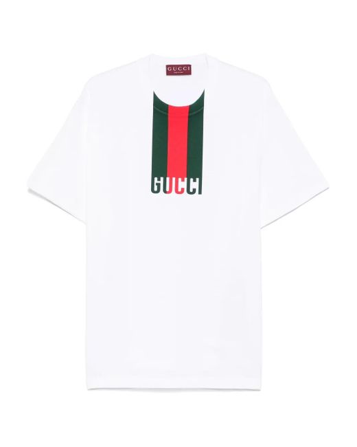 メンズ Gucci ウェブディテール Tシャツ White
