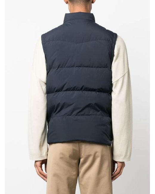 Woolrich Blue High-Neck Padded Gilet for men