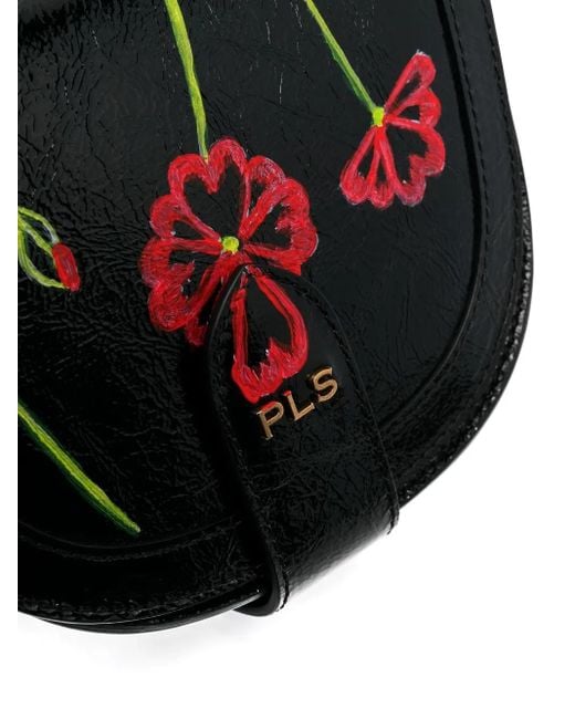 Philosophy Di Lorenzo Serafini Black Floral-Print Satchel Bag