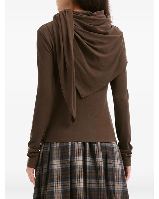 B+ AB Brown Draped Long-Sleeve Blouse