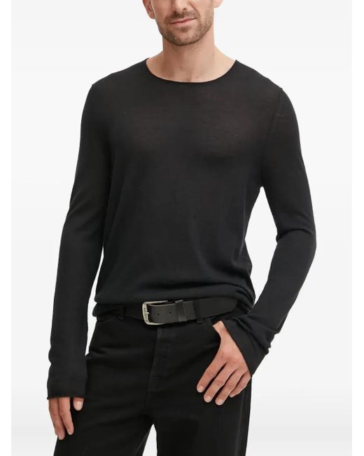 Zadig & Voltaire Black Raw-Edge Long-Sleeve Jumper for men