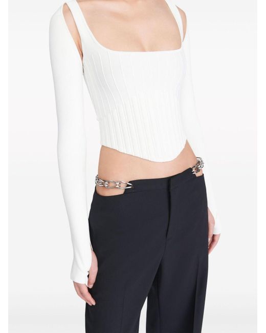 Dion Lee White Long-sleeve Corset Top
