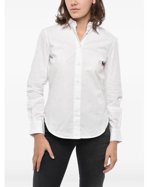 DIESEL White Logo-Embroidered French-Collar Shirt