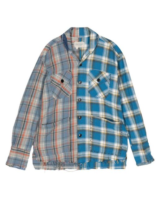 Camicia con design patchwork di Greg Lauren in Blue da Uomo