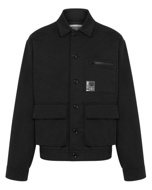 Moschino Hemdjacke mit Logo-Patch in Black für Herren