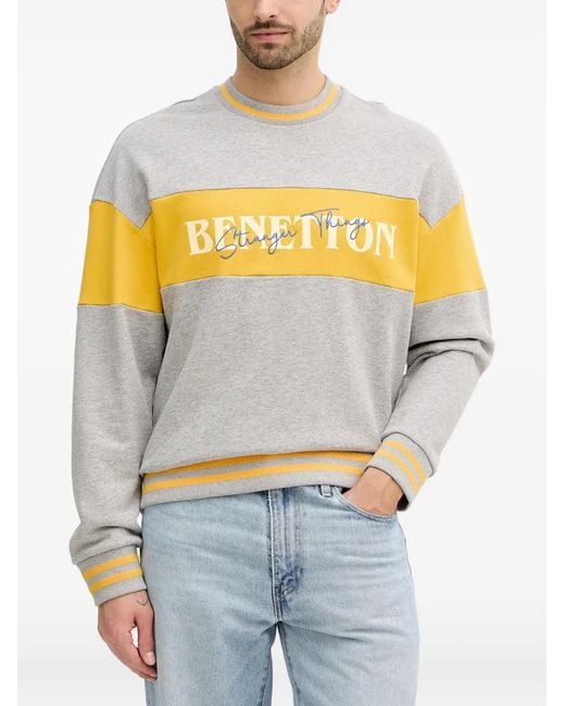 Benetton Gray X Stranger Things Logo-Embroidered Sweatshirt