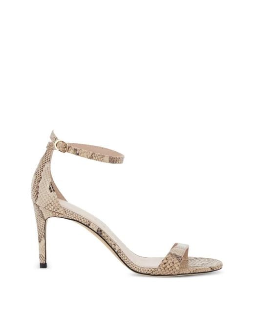 Stuart Weitzman White Snakeskin Strap Sandals