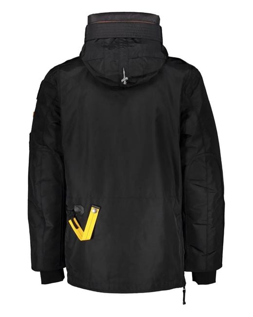 Parajumpers Black Hooded Zip Down Jacket for men