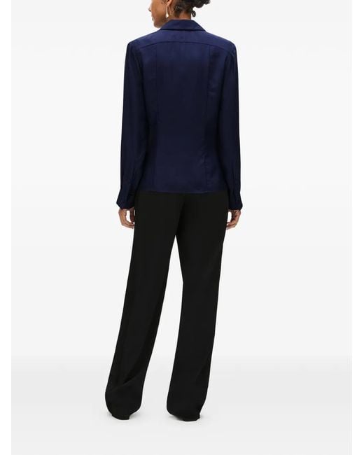Another Tomorrow Blue Darted Fitted Shirt