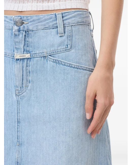 Closed Blue Front Slit Denim Mini Skirt