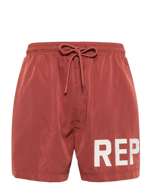 Represent Red Logo-print Swim Shorts for men