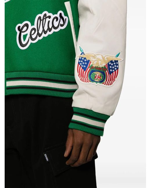 Jeff Hamilton Green Boston Celtics Colour-Block Bomber Jacket for men