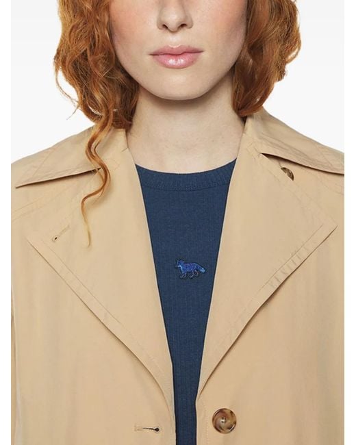 Maison Kitsuné Natural Kurzer Trenchcoat Mit Gürtel