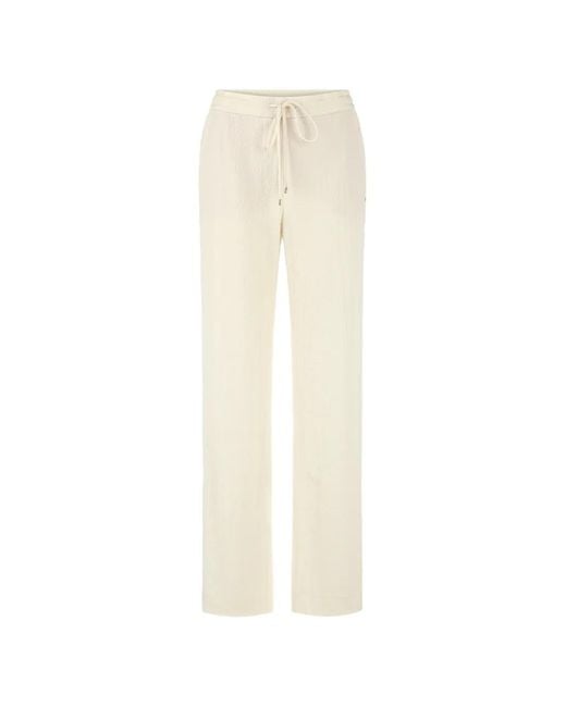 Marc Cain White Washington Drawstring Textured Trousers