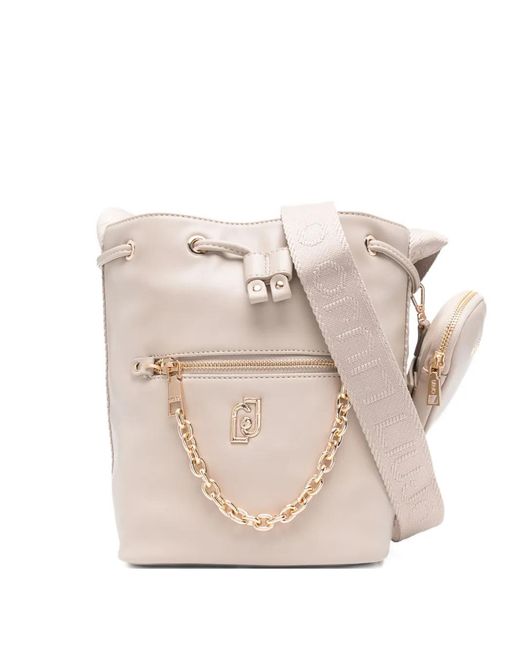 Liu Jo Natural Chain-Detail Drawstring Bucket Bag