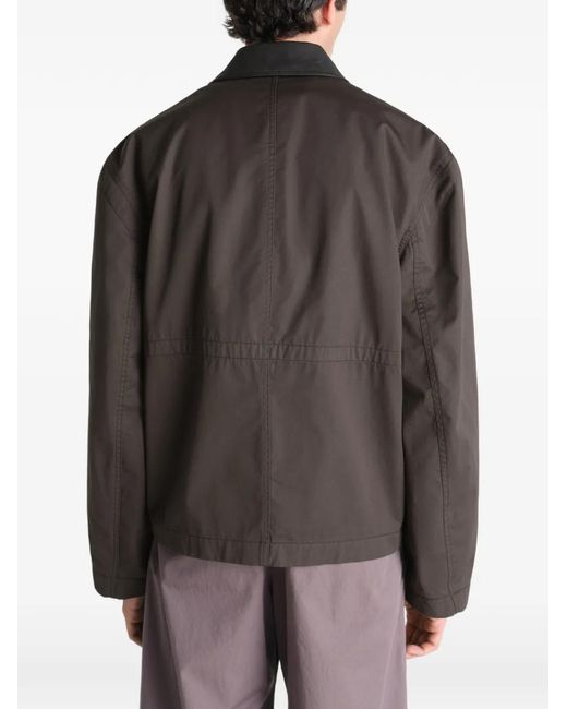 Lemaire Brown Leather Collar Blouson
