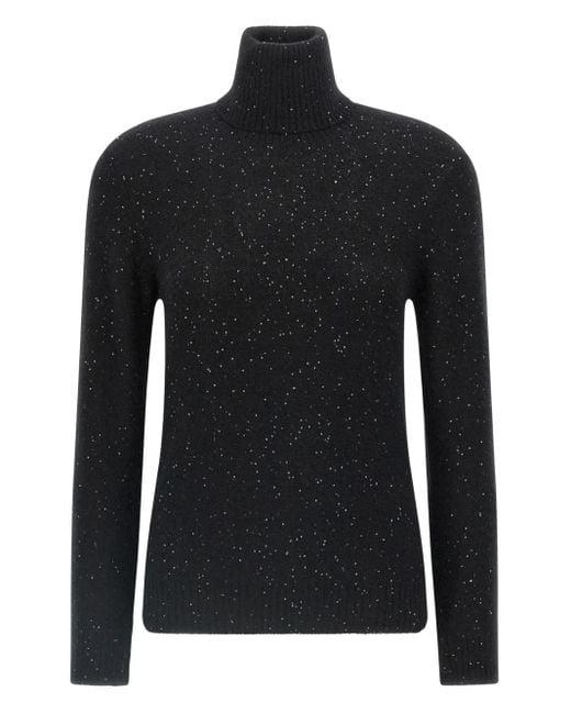Fabiana Filippi Black Sequin Turtleneck Sweater