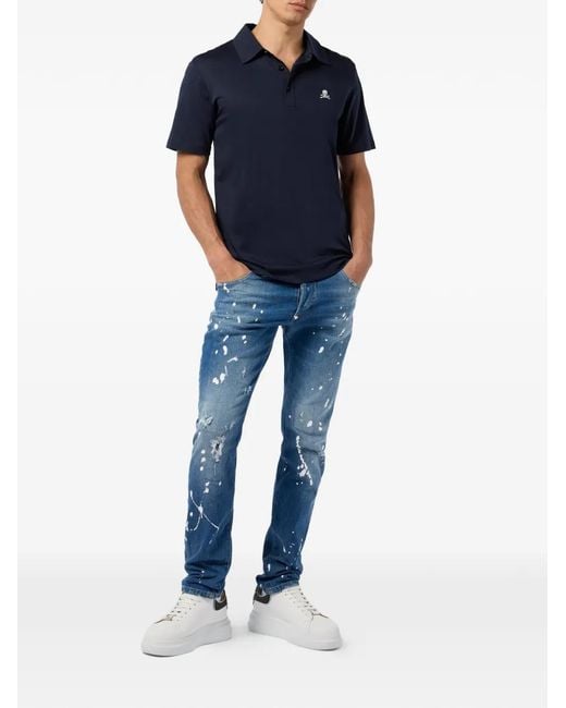 Philipp Plein Blue Logo Polo Shirt for men