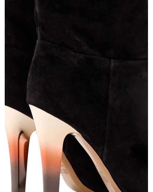 Paris Texas Black 10Mm Pointed Suede Heel Boots