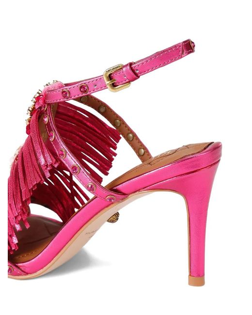 Kurt Geiger Pink Jewel-Embellished Fringed Sandals