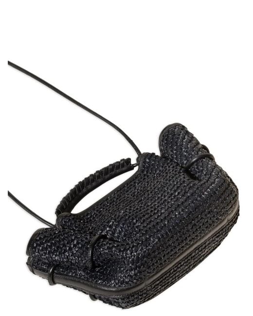 Hereu Black Mini Arta Raffia Tote Bag