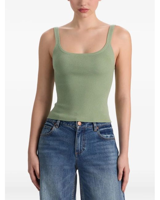 Alice + Olivia Green Shana Ribbed Tank Top