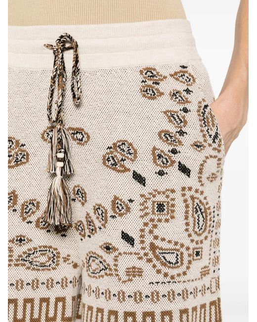 Alanui Natural Bandana-Jacquard Cotton-Piqué Shorts