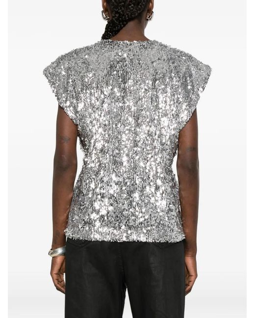 Coperni Gray Sequined Top