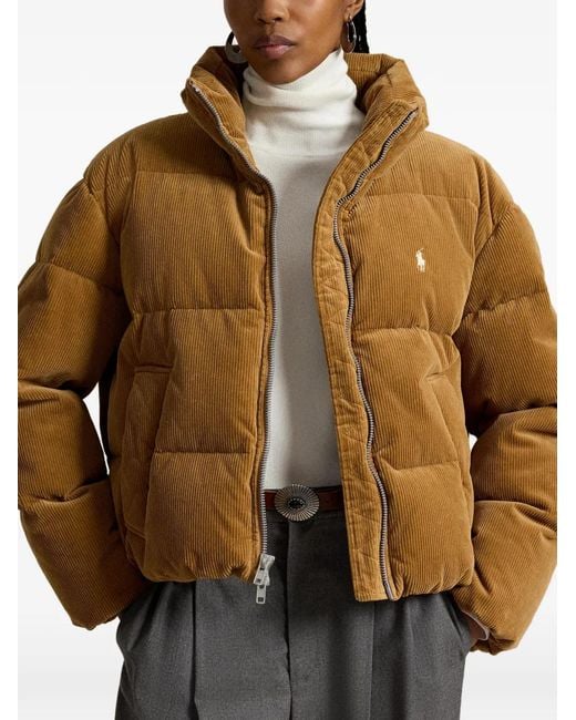 Polo Ralph Lauren Brown Corduroy-Effect Quilted Jacket