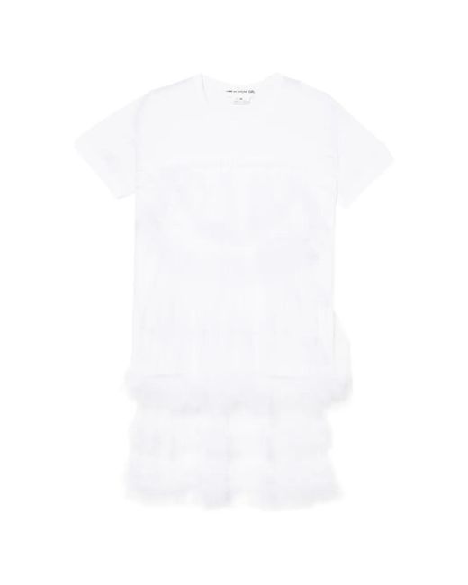 Comme des Garçons White Ruffled Tulle T-Shirt