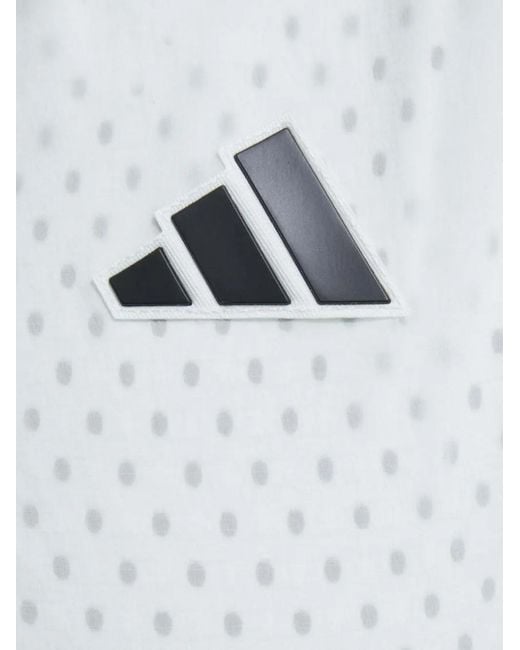 Adidas White Logo-Appliqué Perforated Jacket