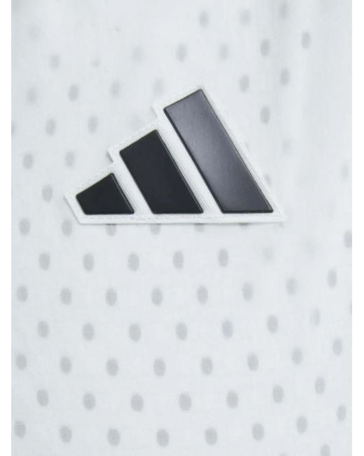 Adidas White Logo-Appliqué Perforated Jacket