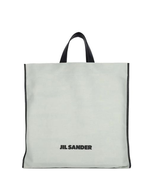 Jil Sander Gray Large Leather-Trimmed Tote Bag