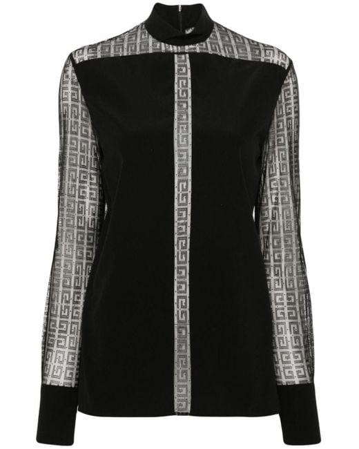 Givenchy Black Seidenbluse mit 4G-Muster