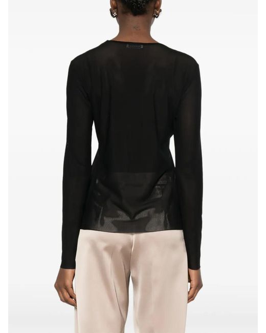 Blanca Vita Black Long-Sleeve Crew-Neck Top