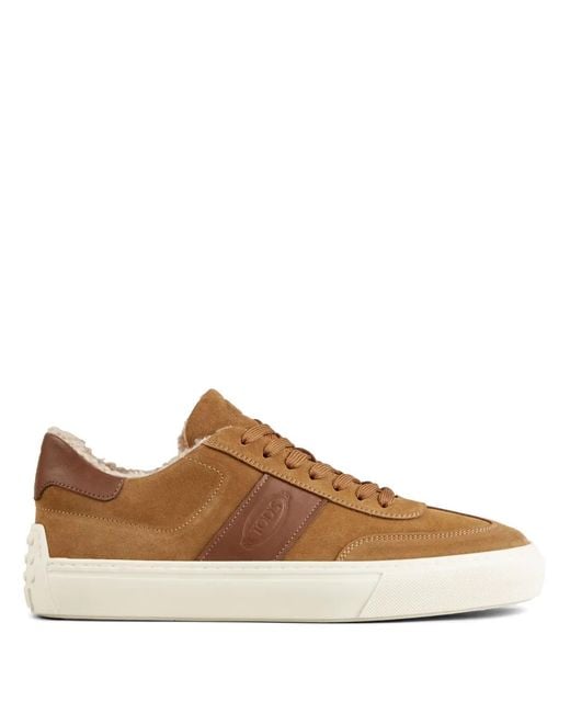 Tod's Brown Suede Shearling-Lined Sneakers for men
