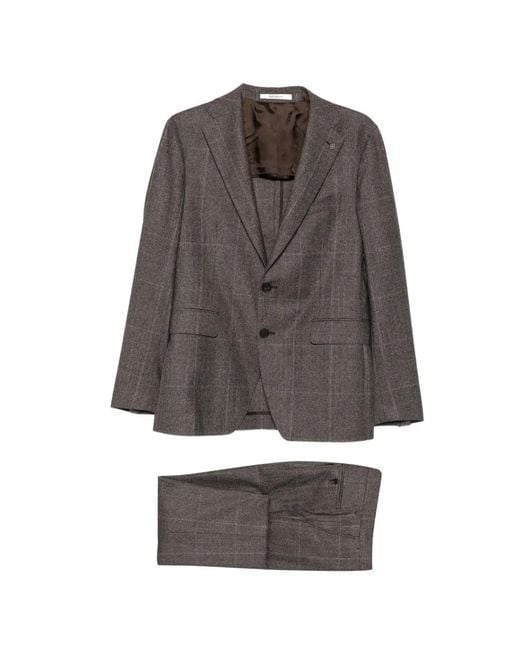 Tagliatore Gray Check-Pattern Wool Suit for men