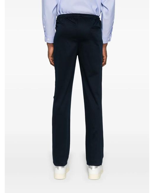 Kiton Blue Drawstring-Waist Straight-Leg Trousers for men