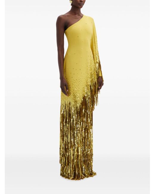 slim fit dress slacks Zapaka Women Golden One Shoulder Glitter Prom Dress Fringe Sequin Evening Dress with Slit, Golden / US26W