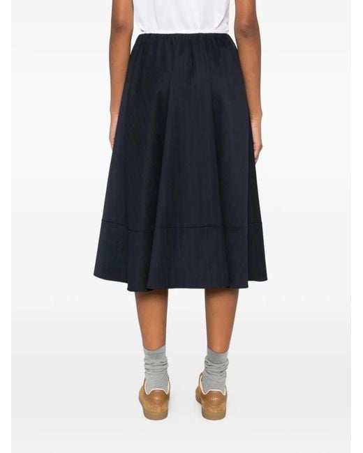 Maje Blue Striped Tailored Midi Skirt
